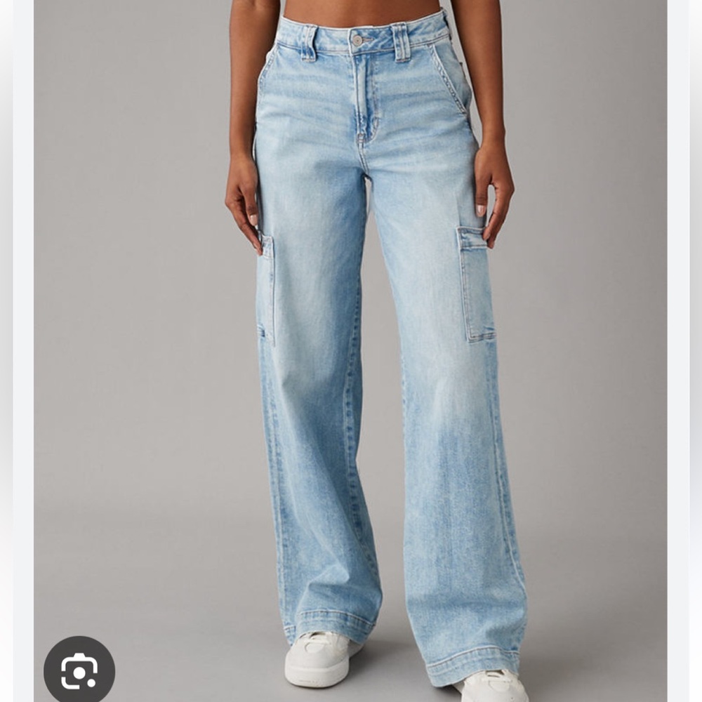 American Eagle Stretch Dreamy Drape Wide Leg Cargo Jeans